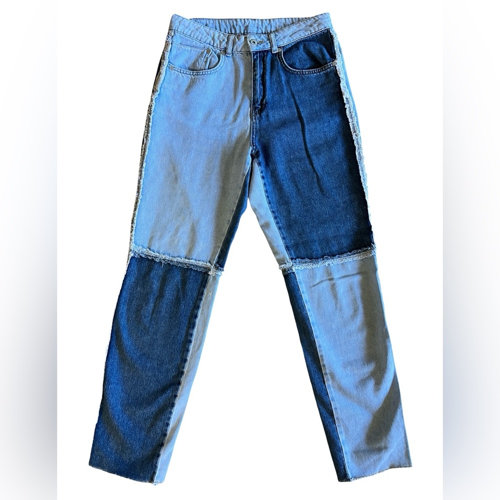 The Ragged Priest Quarter Panel Patchwork Jeans Sz 28 High-Rise 90s Colorblock